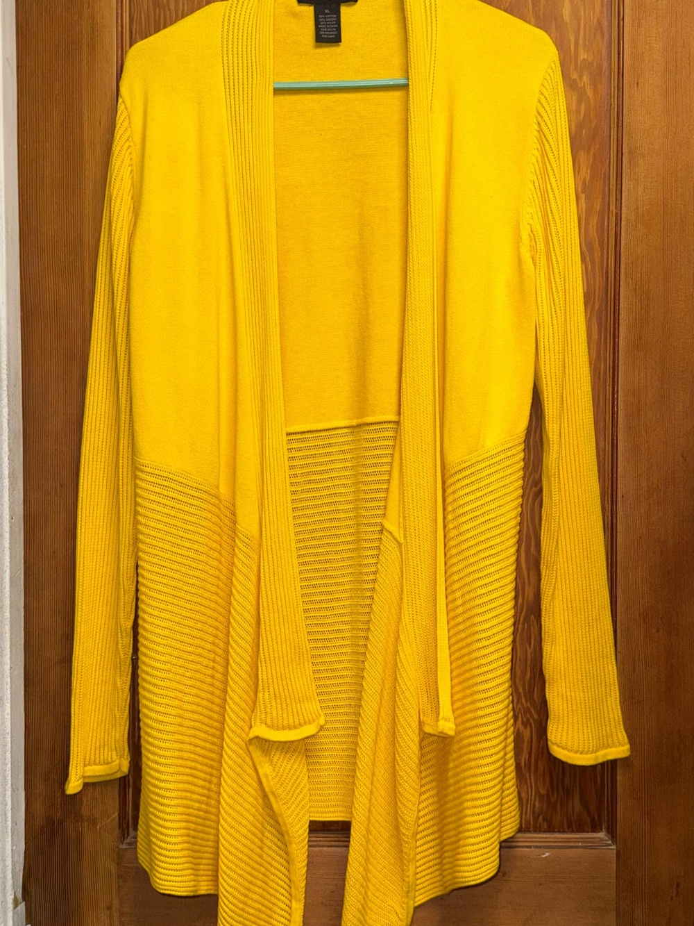 Grace Elements Bright Yellow Open-Front Ribbed Cardigan